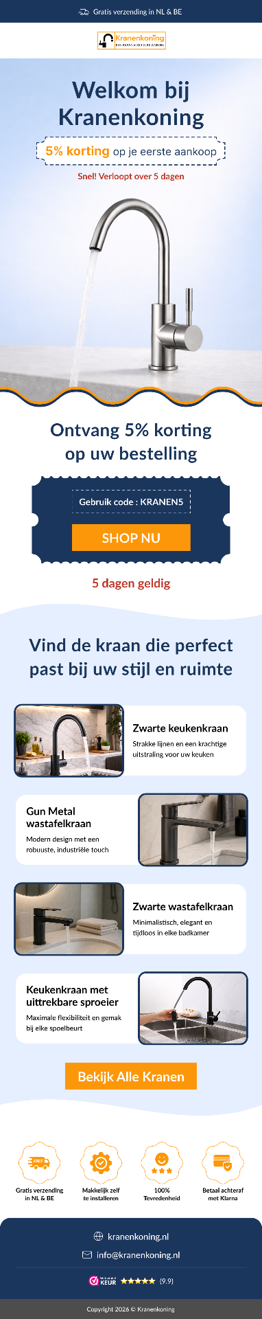 Kranenkoning welkomstmail
